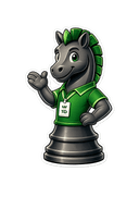 Gambito, o mascote do sistema, acenando